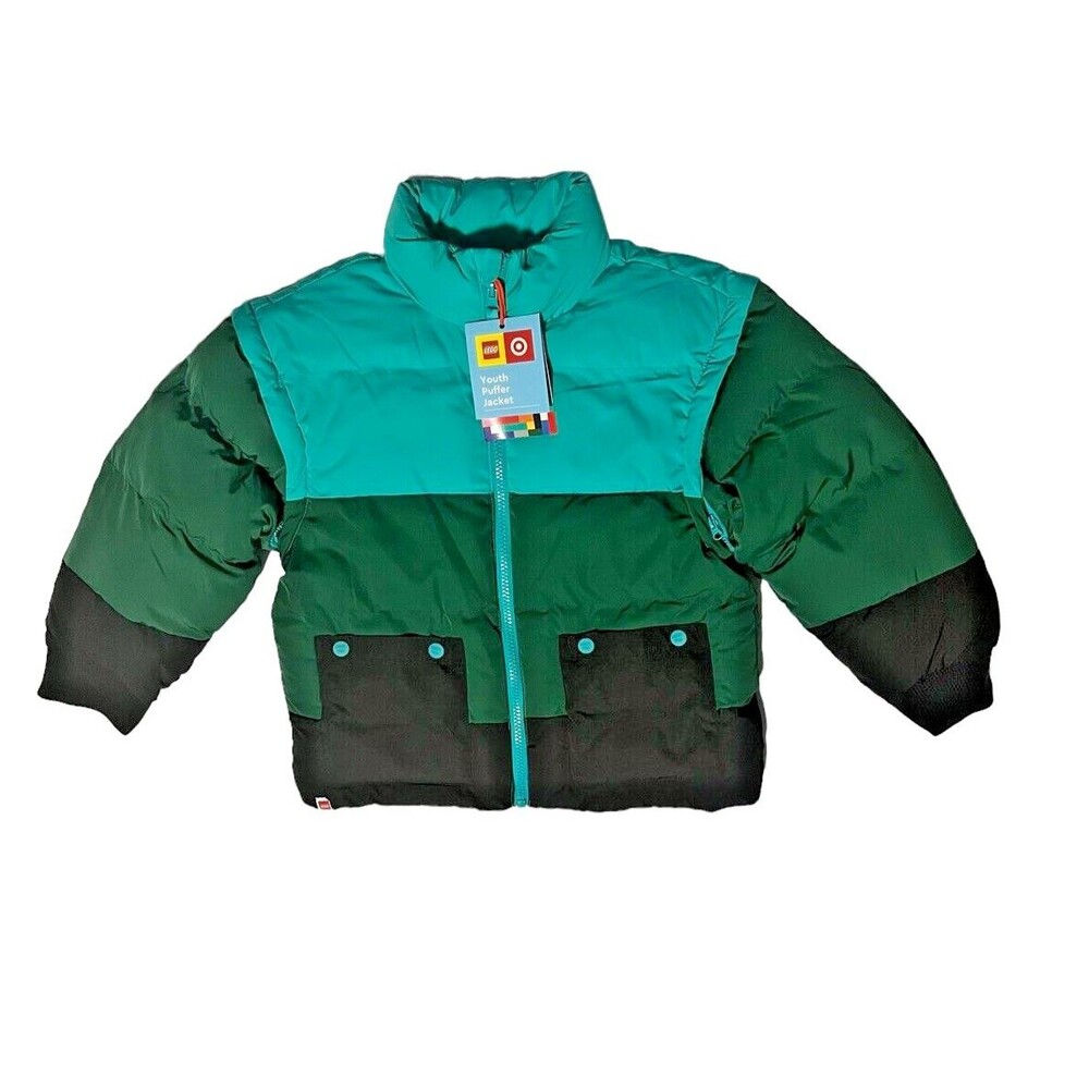 Lego Color Block Puffer Jacket Converts to  Vest Youth Green  Youth Small  NWT